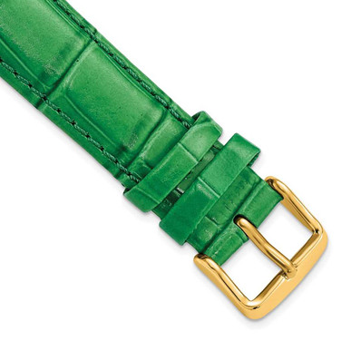 Image of DeBeer 16mm Green Crocodile-Style Grain Chrono Gold-tone Buckle Watch Band