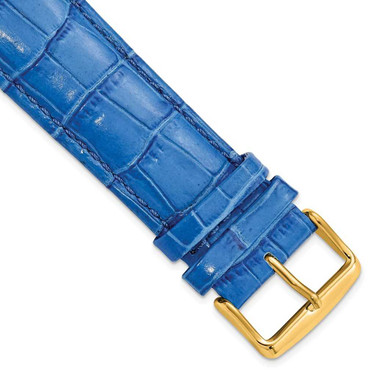 Image of DeBeer 24mm Blue Crocodile-Style Grain Chrono Gold-tone Buckle Watch Band