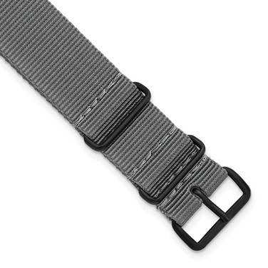 Image of DeBeer 20mm Grey Military G10 Nylon Black PVD-plated Buckle Watch Band