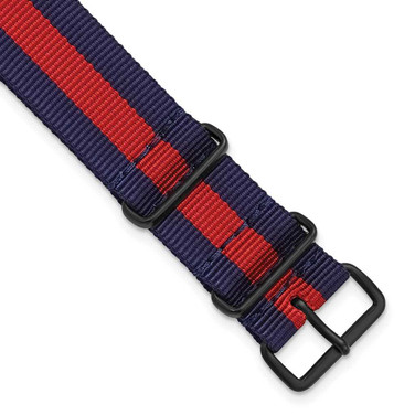 Image of DeBeer 20mm Navy w/Red Stripe Military G10 Nylon Black PVD Buckle Watch Band
