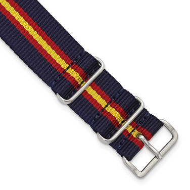Image of DeBeer 20mm Navy, Red, Yellow Military G10 Nylon Silver-tone Buckle Watch Band