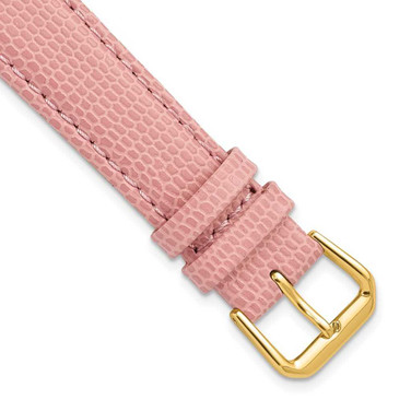 Image of DeBeer 12mm Lizard-Style Grain Pink Gold-tone Buckle Watch Band