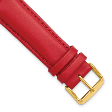 DeBeer 18mm Red Smooth Leather Chrono Gold-tone Buckle Watch Band