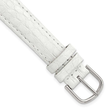 Image of DeBeer 14mm White Genuine Caiman Silver-tone Buckle Watch Band