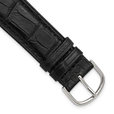 Image of DeBeer 22mm Genuine Matte Alligator Black Silver-tone Buckle Watch Band