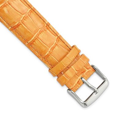 DeBeer 14mm Orange Crocodile-Style Grain Chrono Silver-tone Buckle Watch Band