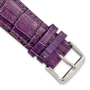 Image of DeBeer 20mm Violet Crocodile-Style Grain Chrono Silver-tone Buckle Watch Band