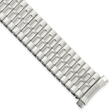 Gilden Mens 18-22mm Curved-End Stainless Steel Expansion Watch Band