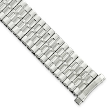 Image of Gilden Mens 18-22mm Curved-End Stainless Steel Expansion Watch Band