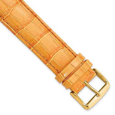 DeBeer 22mm Long Orange Crocodile-Style Grain Chrono Gold-tone Buckle Watch Band