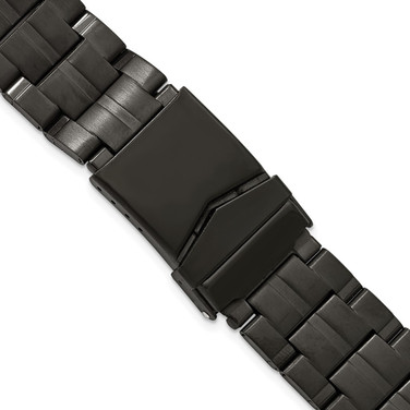 DeBeer 22mm Black PVD-plated Satin Finish Link Style Watch Band