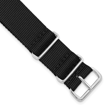 DeBeer 20mm Black Military G10 Nylon Silver-tone Buckle Watch Band