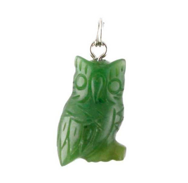 Image of 17mm Solid Canadian Nephrite Jade Owl Charm