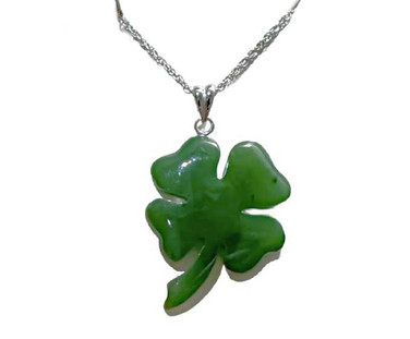 Image of 33mm Genuine Nephrite Jade Shamrock Pendant
