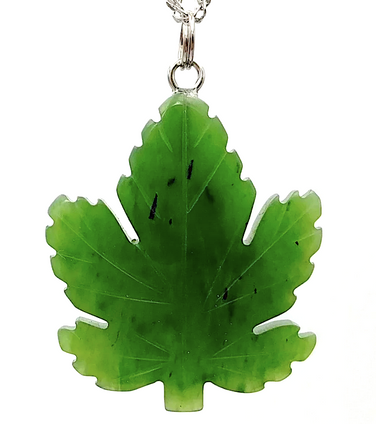 20mm Genuine Nephrite Jade Maple Leaf Pendant