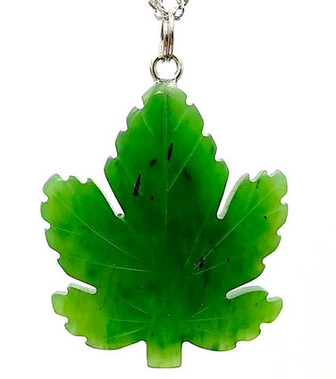 Image of 20mm Genuine Nephrite Jade Maple Leaf Pendant