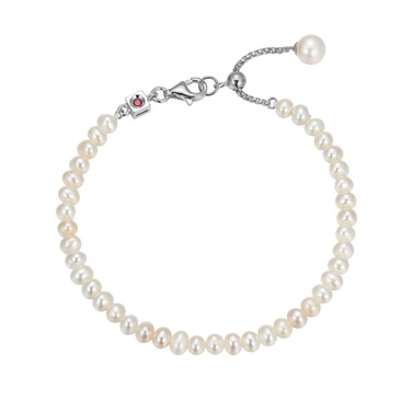ELLE 6.5"+1" Sterling Silver "Majestic" Genuine Cultured Freshwater Pearl Bracelet