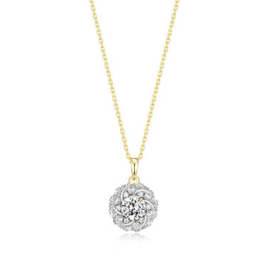 Image of Charles Garnier 17"+2" Two-Tone Sterling Silver Cable Chain Necklace w/ CZ Knot Pendant