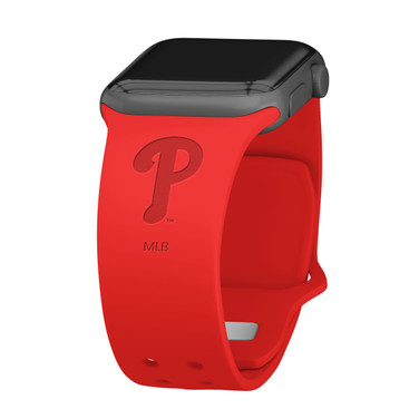Game Time Philadelphia Phillies Engraved Silicone Watch Band Compatible with Apple Watch Red