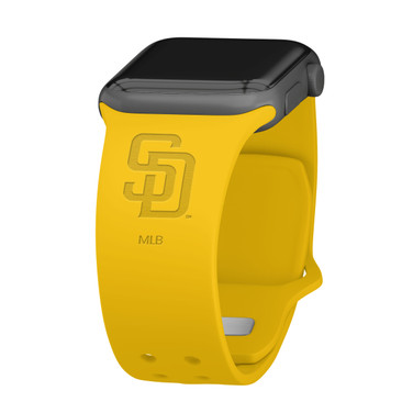 Game Time San Diego Padres Engraved Silicone Watch Band Compatible with Apple Watch Yellow