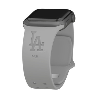 Game Time Los Angeles Dodgers Engraved Silicone Watch Band Compatible with Apple Watch Gray