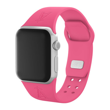 Game Time Los Angeles Angels Engraved Silicone Watch Band Compatible with Apple Watch Pink