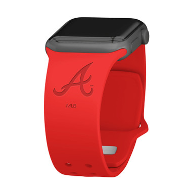 Game Time Atlanta Braves Engraved Silicone Watch Band Compatible with Apple Watch Red