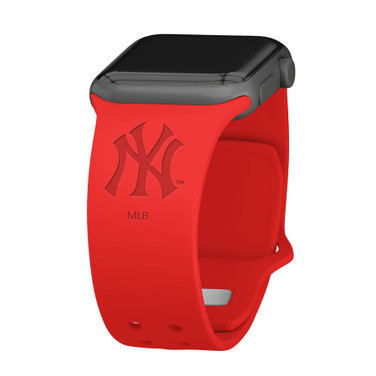 Game Time New York Yankees Engraved Silicone Watch Band Compatible with Apple Watch Red