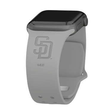 Game Time San Diego Padres Engraved Silicone Watch Band Compatible with Apple Watch Gray