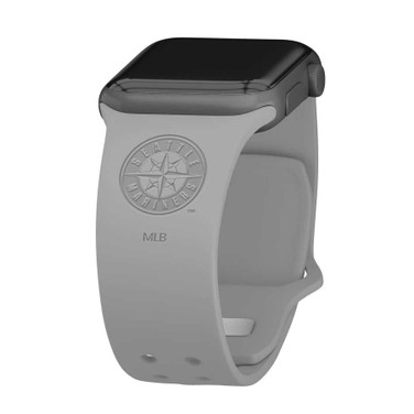 Image of Game Time Seattle Mariners Engraved Silicone Watch Band Compatible with Apple Watch Gray