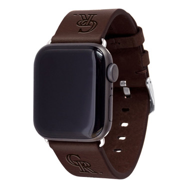 Game Time Colorado Rockies Leather Band Compatible with Apple Watch Brown