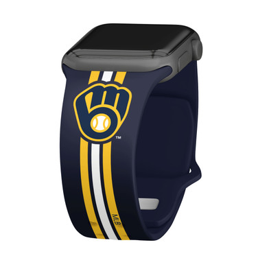 Game Time Milwaukee Brewers HD Watch Band Compatible with Apple Watch - Stripes