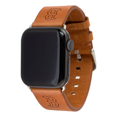 Game Time Boston Red Sox Leather Band Compatible with Apple Watch Tan