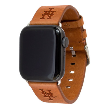 Game Time New York Mets Leather Band Compatible with Apple Watch Tan