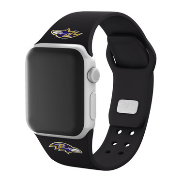 Game Time Baltimore Ravens Silicone Sport Watch Band Compatible with Apple Watch - Black