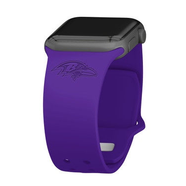 Game Time Baltimore Ravens Engraved Silicone Watch Band Compatible with Apple Watch Purple