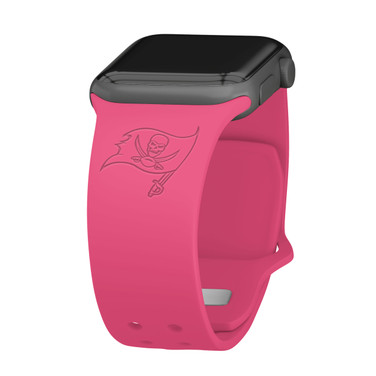 Game Time Tampa Bay Buccaneers Engraved Silicone Watch Band Compatible with Apple Watch Pink