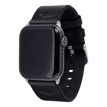 Image of Game Time Baltimore Ravens Leather Band Compatible with Apple Watch Black