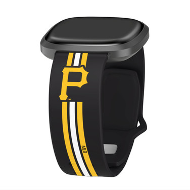 Image of Game Time Pittsburgh Pirates HD Watch Band Compatible with Fitbit Versa 3 and Sense - Stripe