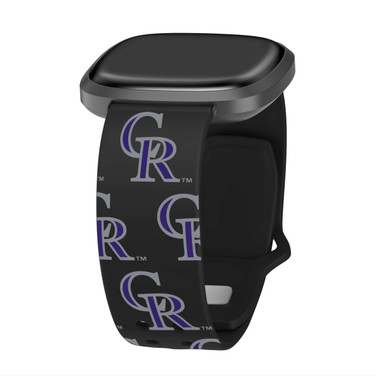 Image of Game Time Colorado Rockies HD Watch Band Compatible with Fitbit Versa 3 and Sense - Repeating