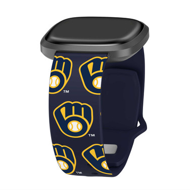 Image of Game Time Milwaukee Brewers HD Watch Band Compatible with Fitbit Versa 3 and Sense - Repeating