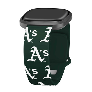Image of Game Time Oakland Athletics HD Watch Band Compatible with Fitbit Versa 3 and Sense - Repeating