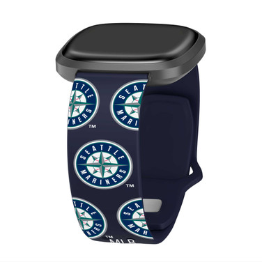 Image of Game Time Seattle Mariners HD Watch Band Compatible with Fitbit Versa 3 and Sense - Repeating