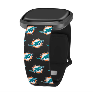 Image of Game Time Miami Dolphins HD Watch Band Compatible with Fitbit Versa 3 and Sense - Repeating