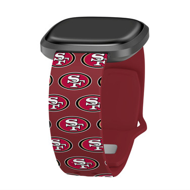 Game Time San Francisco 49ers HD Watch Band Compatible with Fitbit Versa 3 and Sense Repeating