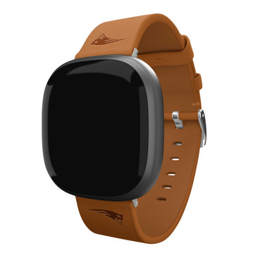 Image of Game Time New England Patriots Tan Leather Watch Band Compatible with Fitbit Versa 3 and Sense