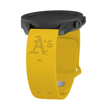 Image of Game Time Oakland Athletics Quick Change Engraved Silicone Watch Band Yellow