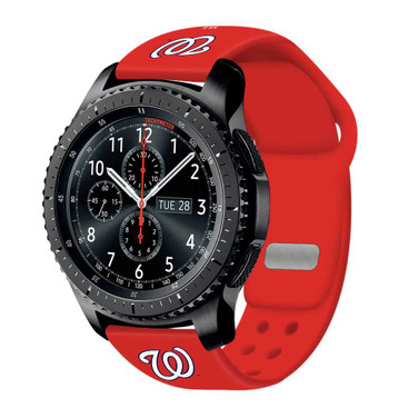 Image of Game Time Washington Nationals Silicone Sport Watch Band Compatible with Samsung & More - Red