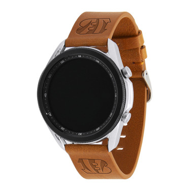 Game Time Cincinnati Bengals Leather Quick Change Watch Band Tan