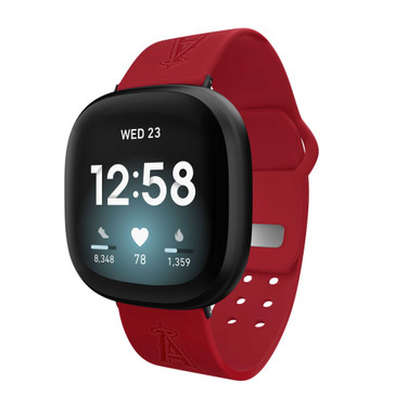 Image of Game Time Los Angeles Dodgers Engraved Silicone Watch Band Compatible with Fitbit Versa 3 and Sense (Crimson)